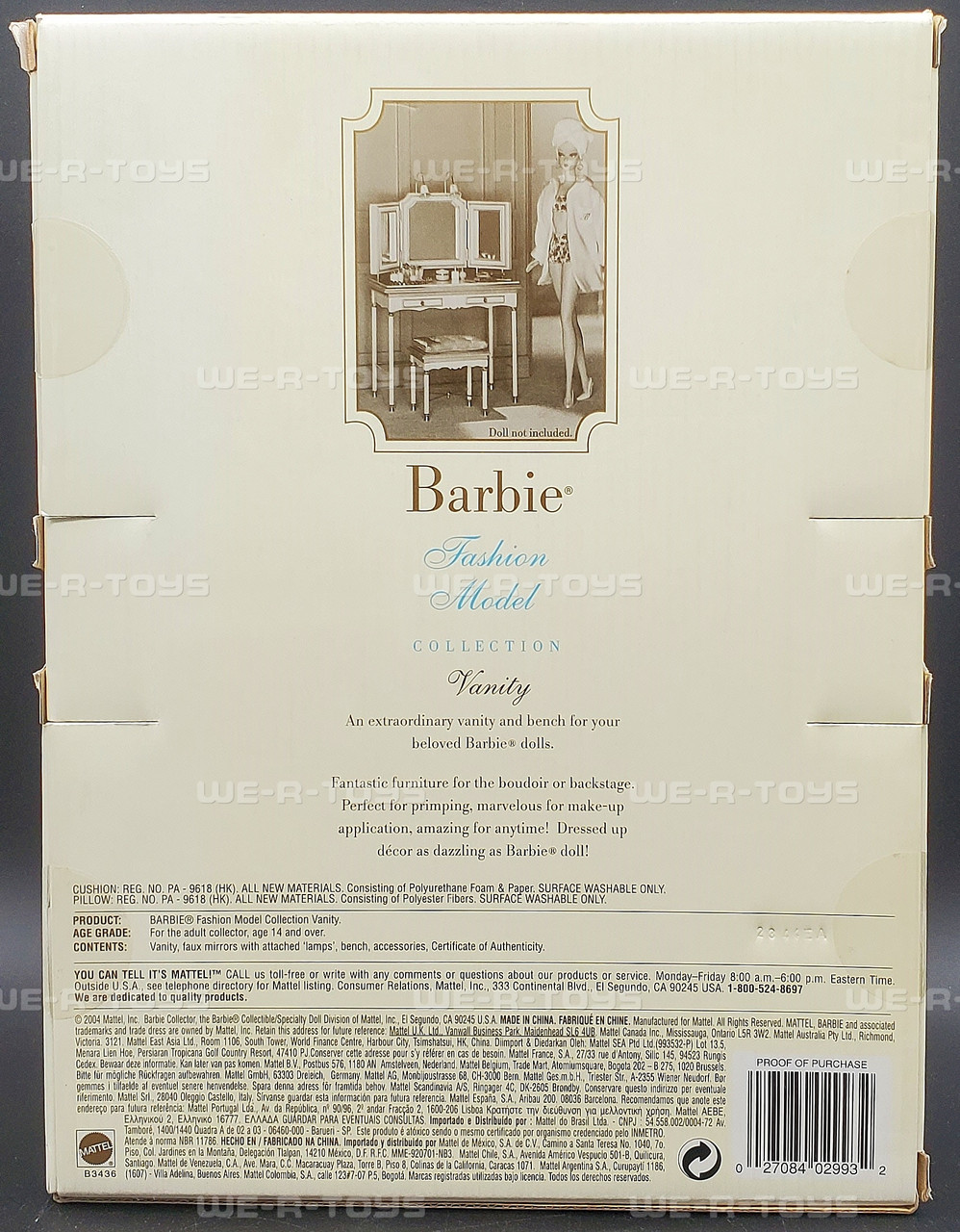 Barbie Fashion Model Collection Vanity & Bench for Barbie B3436