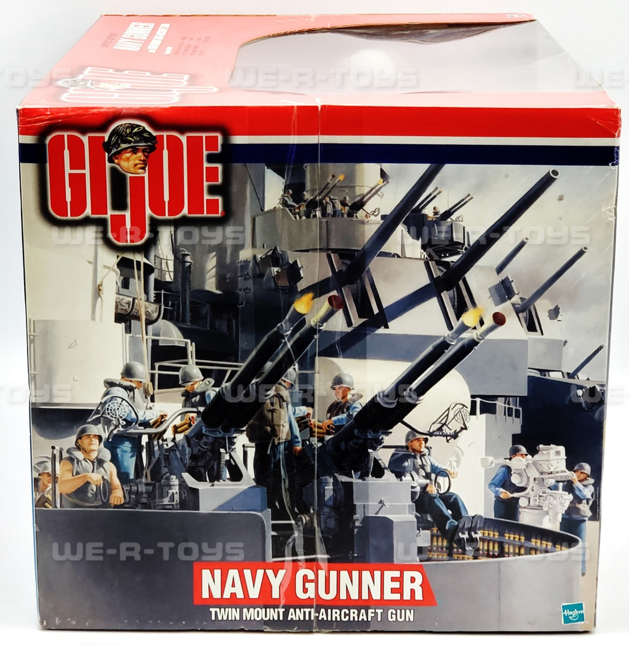 GI Joe Brunette Navy Gunner With Twin Mount Anti-Aircraft Gun White Helmet  NRFB