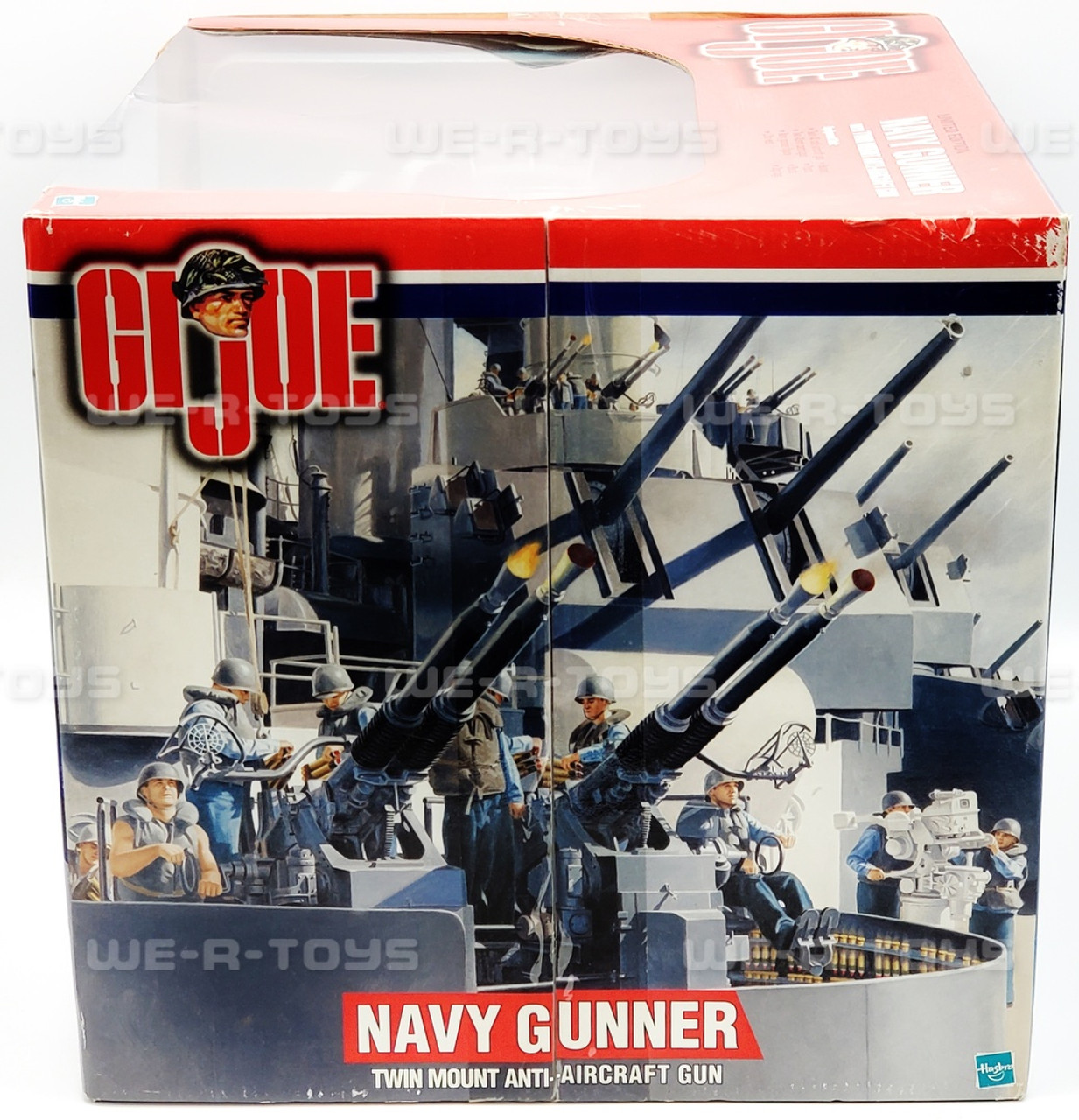 GI Joe Brunette Navy Gunner With Twin Mount Anti-Aircraft Gun White Helmet  NRFB