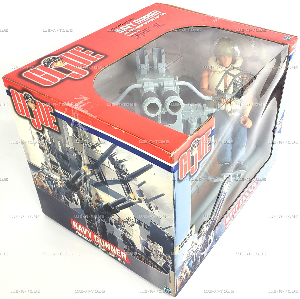 GI Joe Brunette Navy Gunner With Twin Mount Anti-Aircraft Gun