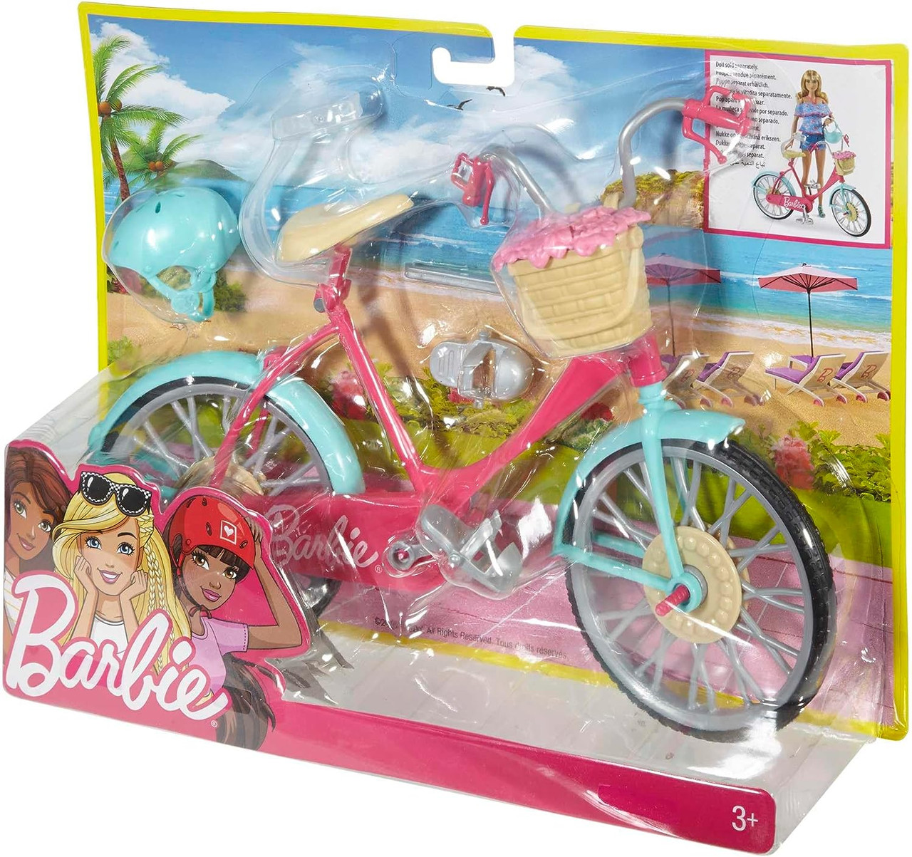 Barbie Bicycle with Basket of Flowers 2016 Mattel DVX55 We-R-Toys