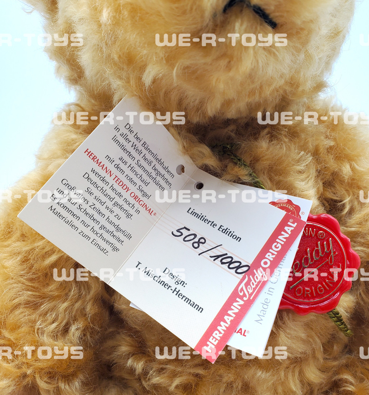 Hermann Teddy Original Classic Teddy Bear #14040 Limited Edition no. 508 NEW