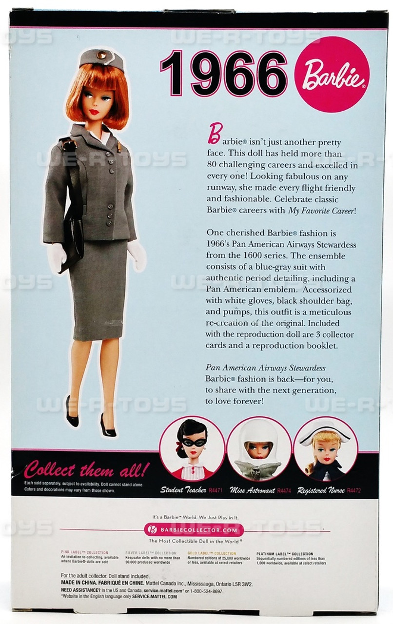 Barbie Collector My Favorite Career Pan American Airways Stewardess Doll  2009