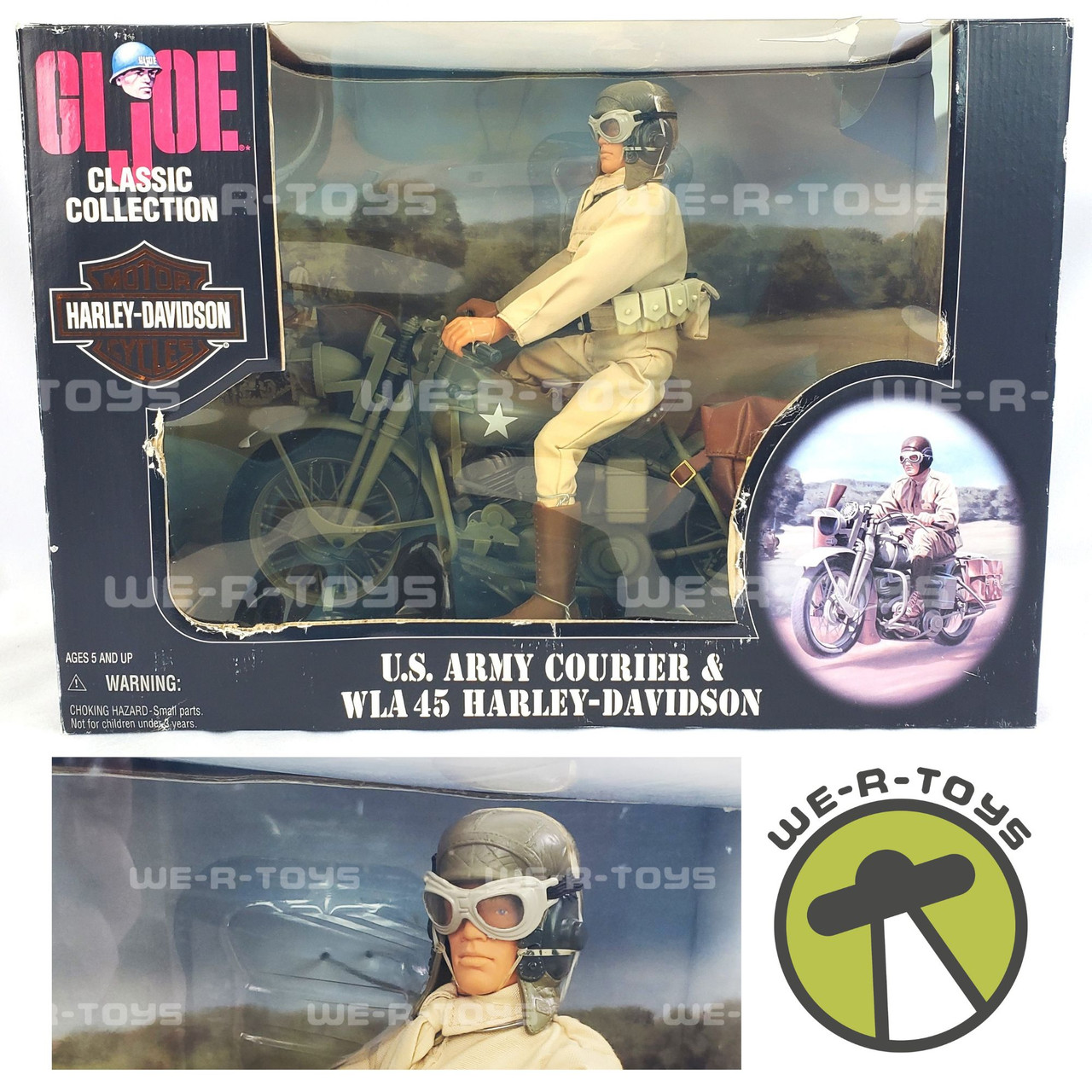 GI Joe US Army Courier and WLA Harley Davidson Action Figure and Vehicle  1998