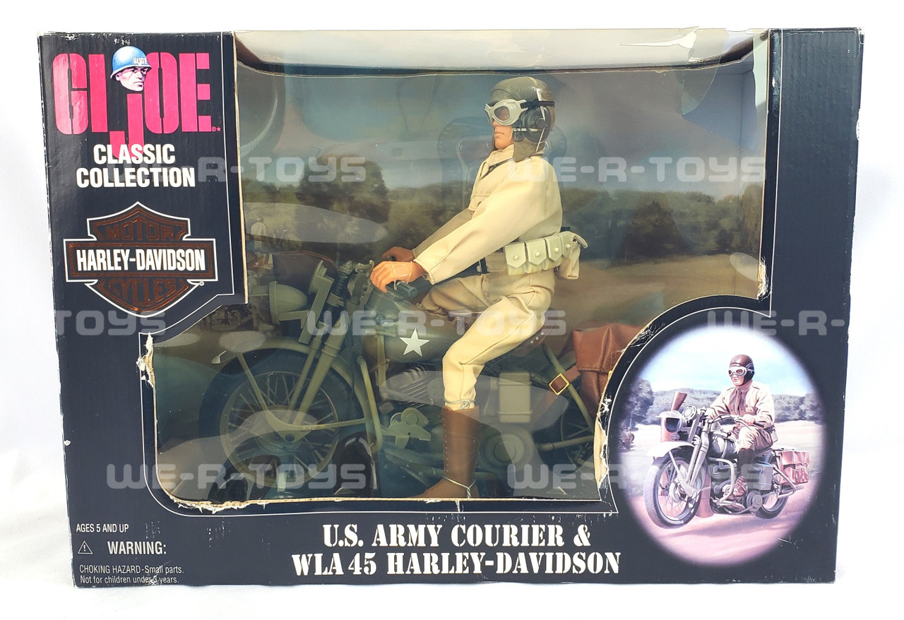 GI Joe US Army Courier and WLA Harley Davidson Action Figure and Vehicle  1998