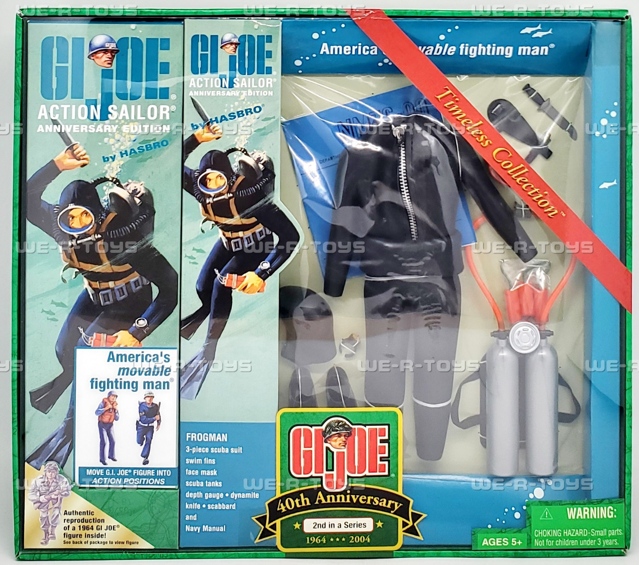 G.I. Joe Brunette Action Sailor Figure & Frogman Set 2003 Hasbro