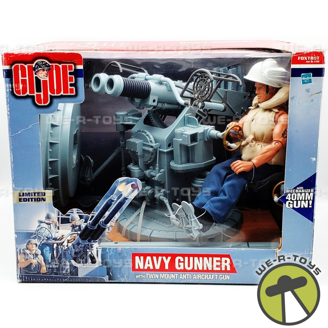 GI Joe Blond Navy Gunner With Twin Mount Anti-Aircraft Gun White Helmet NRFB