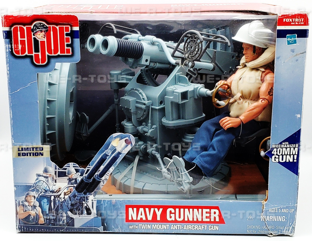 GI Joe Blond Navy Gunner With Twin Mount Anti-Aircraft Gun White