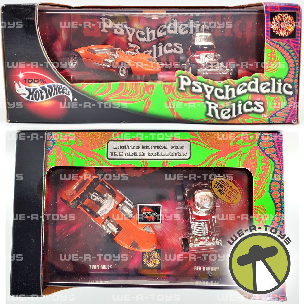 Hot Wheels 100% Psychedelic Relics Twin Mill and Red Baron 2002 Mattel NRFB