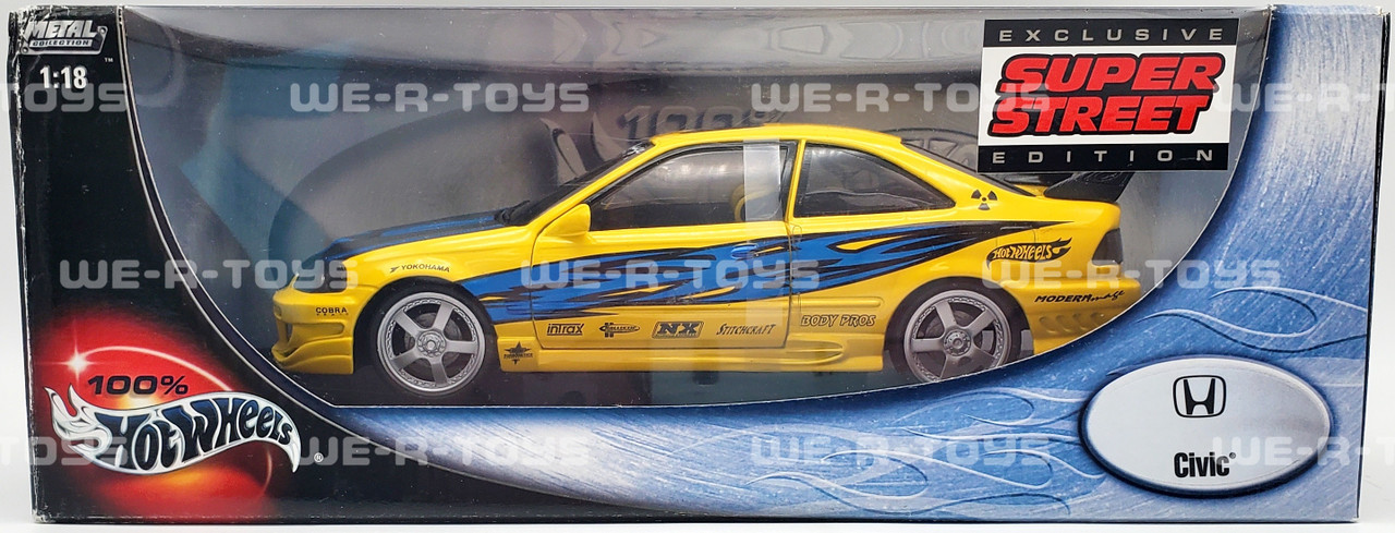 Hot Wheels 100% Yellow Modern Image Honda Civic #57305 2002 Mattel