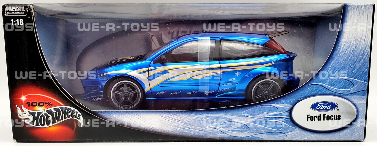 Hot Wheels 100% 1:18 Scale Blue Ford Focus #57317 Mattel 2002 NRFB