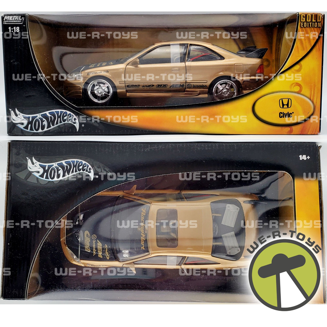 Hot Wheels Gold Edition 1:18 Scale Gold Honda Civic #G4795 Mattel