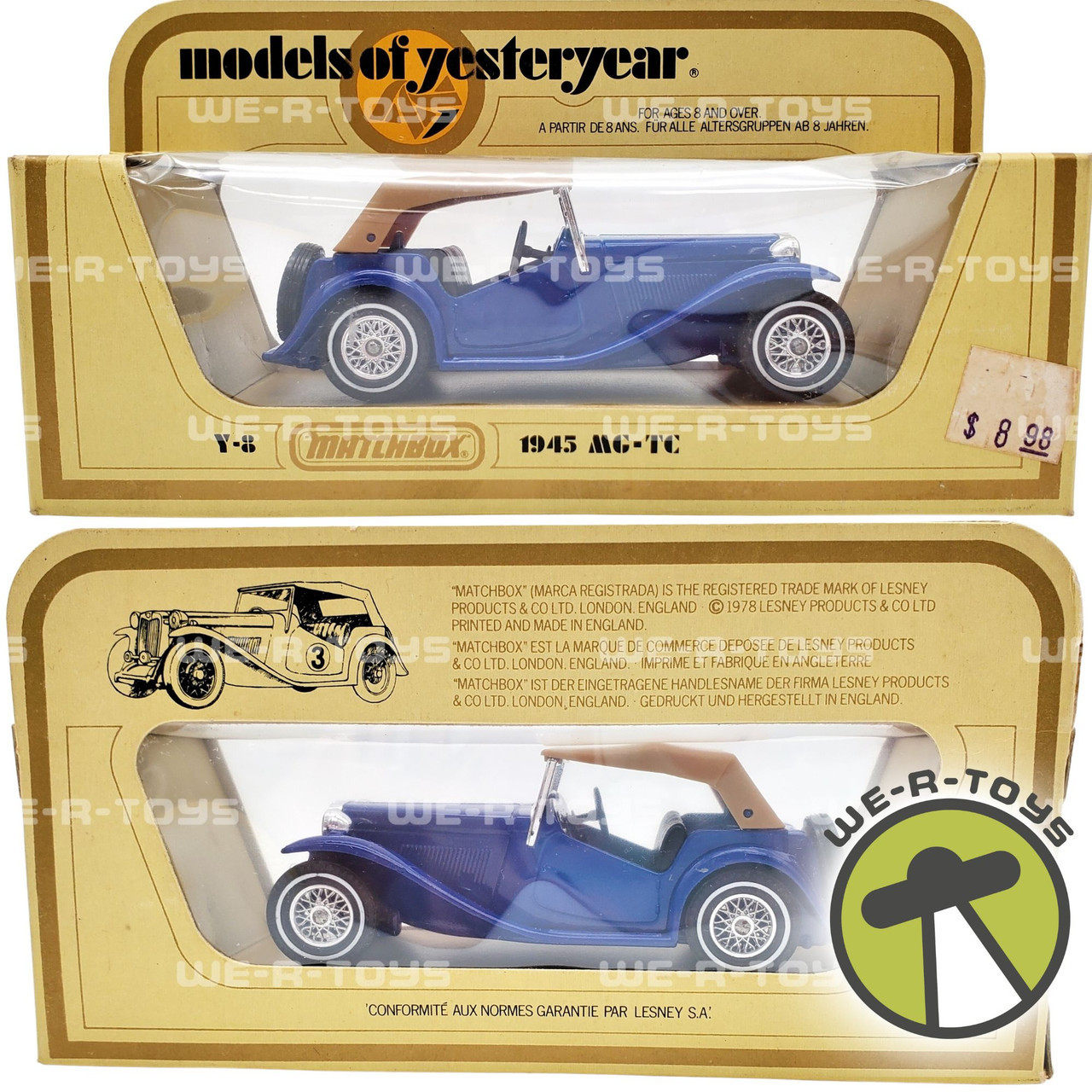 Models of Yesteryear 1945 MG-TC Matchbox Y-8 1:35 Scale 1978 Lesney  Products NEW