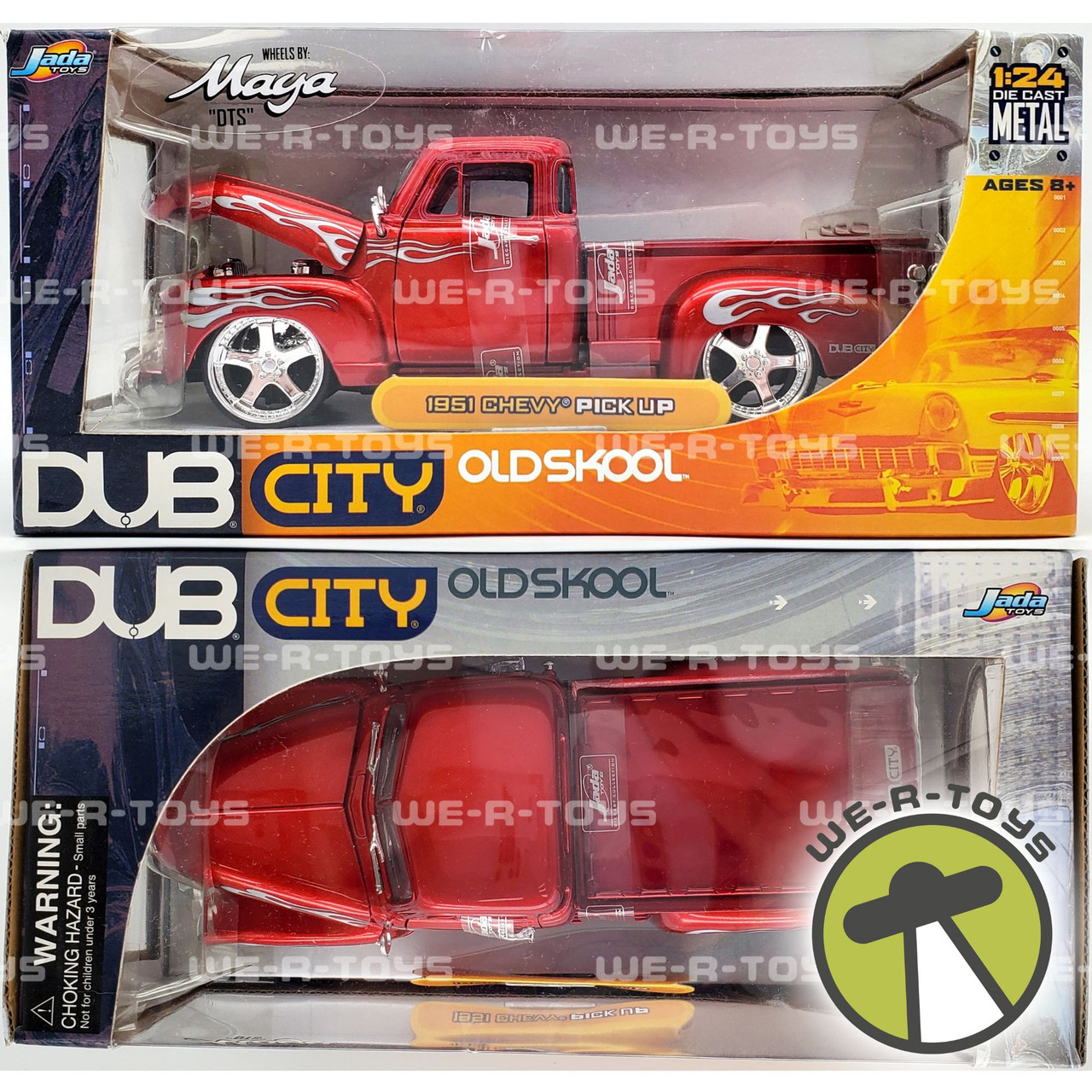 Dub City Old Skool 1951 Chevy Pick Up Red with Silver Flames Jada