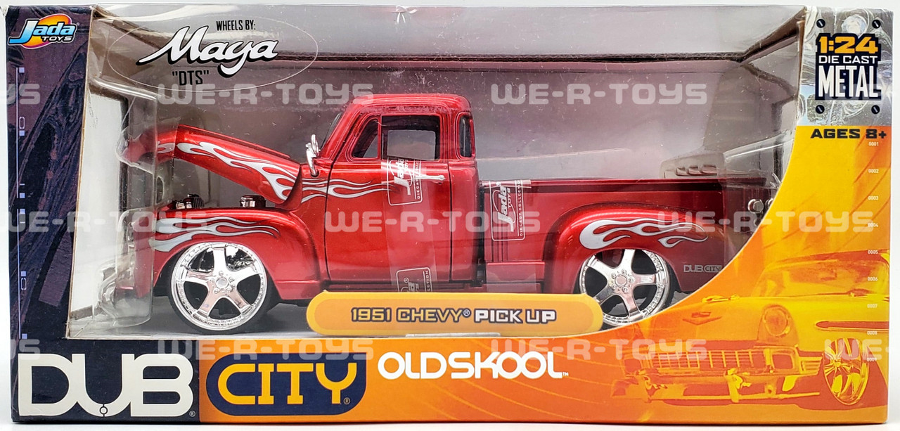 Dub City Old Skool 1951 Chevy Pick Up Red with Silver Flames Jada