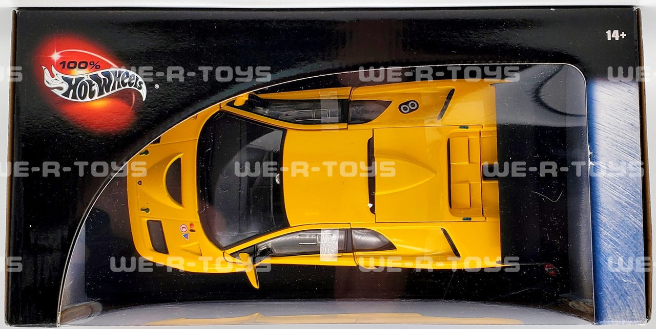 Hot Wheels 100% 1:18 Scale Yellow Lamborghini Diablo GTR