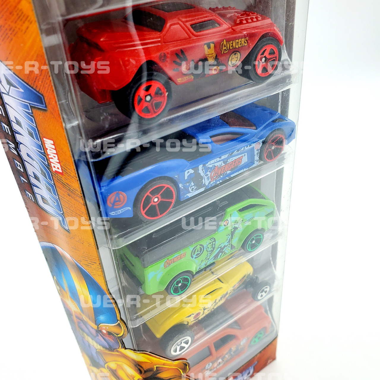 Hot Wheels Marvel Avengers 5-Pack Character Cars - Iron Man, Hulk, Thor, Captain America & Hawkeye Collectible Set