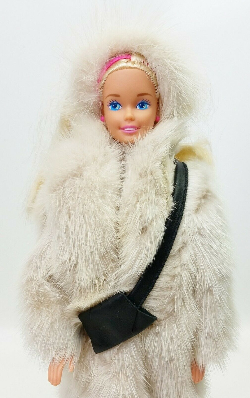 Barbie In Vericci Accessories Lara's Genuine Mink Fur Coat And Headband