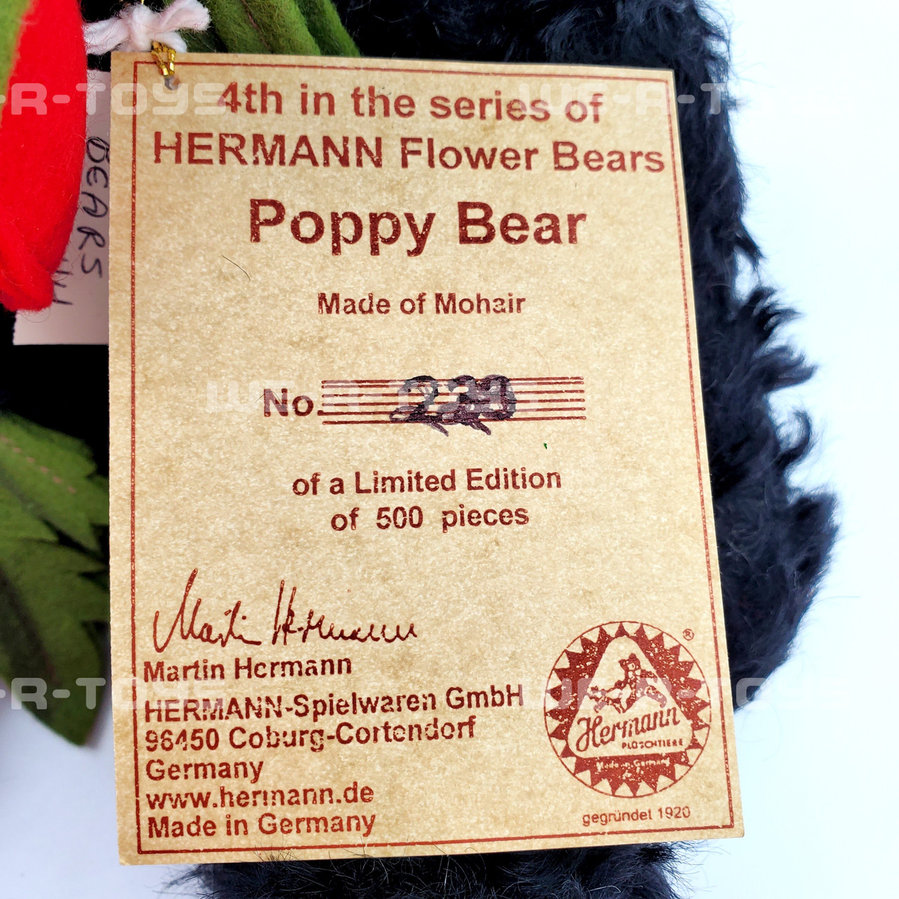 Hermann Teddy Poppy Limited No. 228 of 500 4th in Flower Bear