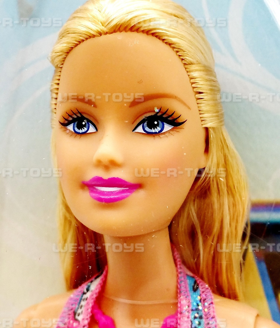 Barbie in A Mermaid Tale Blonde Hair in Blue and Pink Print Swimsuit by Barbie 2009 Barbie In A Mermaid Tale Blonde w&frasl;pink Hair, Pink \u0026 Yellow GLITTER  TAIL | eBay