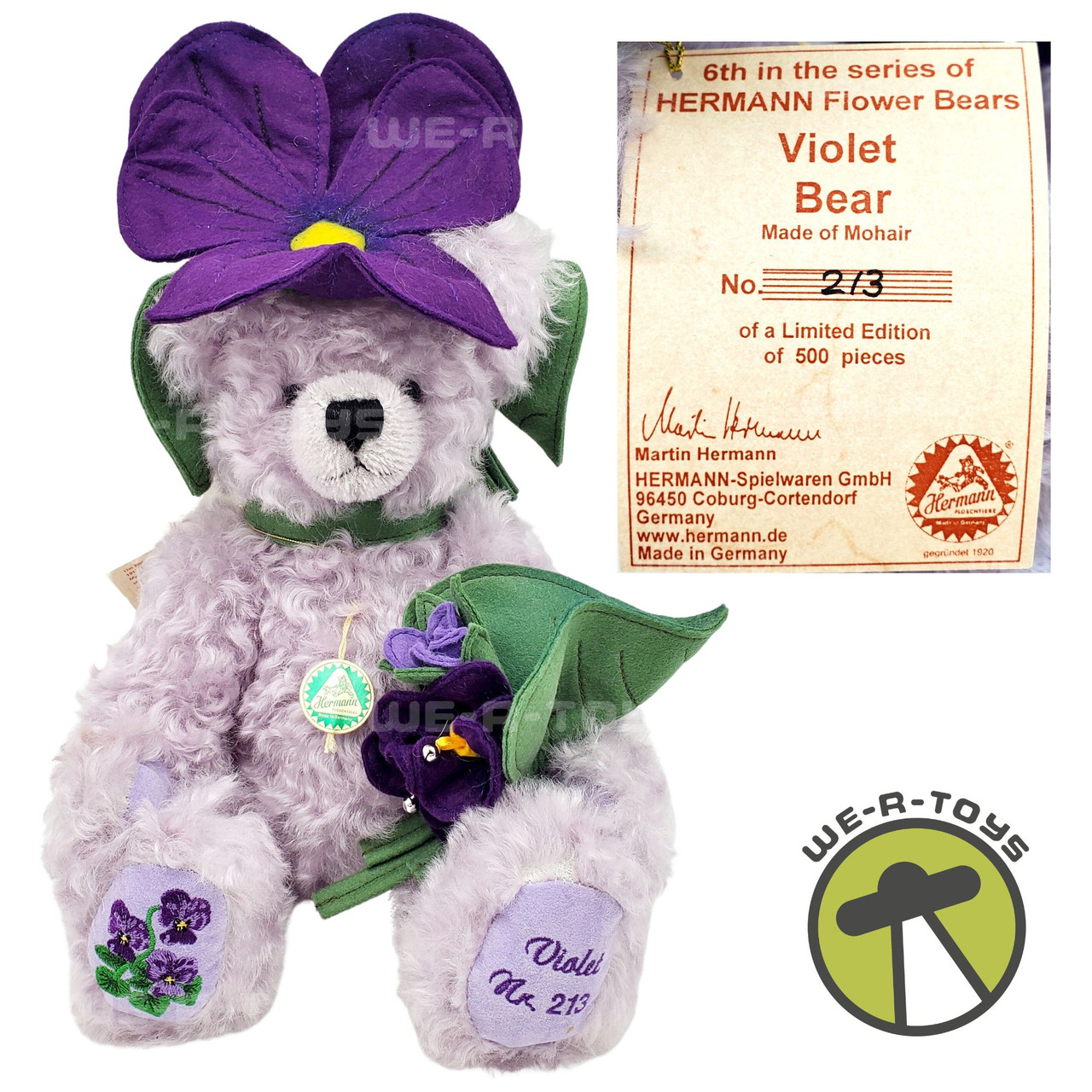 Hermann Teddy Bear Violet Limited No. 213 of 500 6th in Flower