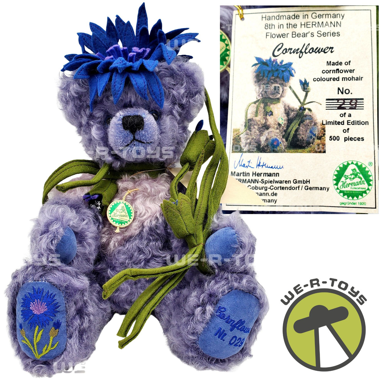 Hermann Teddy Bear Cornflower 8th in Flower Bear Series No. 29 of