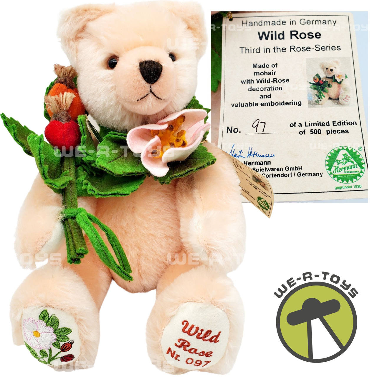 Hermann Teddy Bear Wild Rose No.97 of 500 3rdin Rose Series NEW