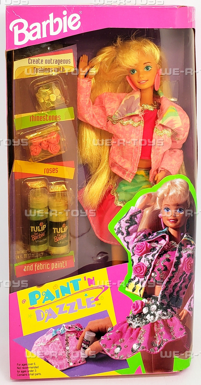 Barbie Paint 'N Dazzle Doll and Fabric Paint Set 1993 Mattel No