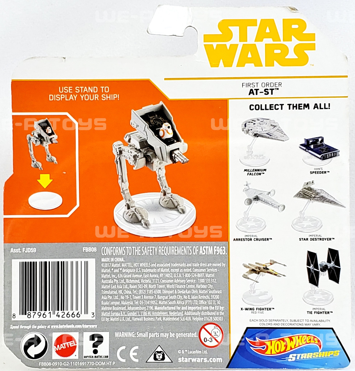 Hot Wheels Star Wars Starships - First Order AT-ST Walker With BB-8 Diecast Model & Display Stand