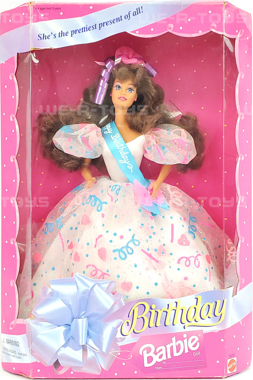Barbie Birthday Brunette Doll 1994 Mattel 13253 NRFB