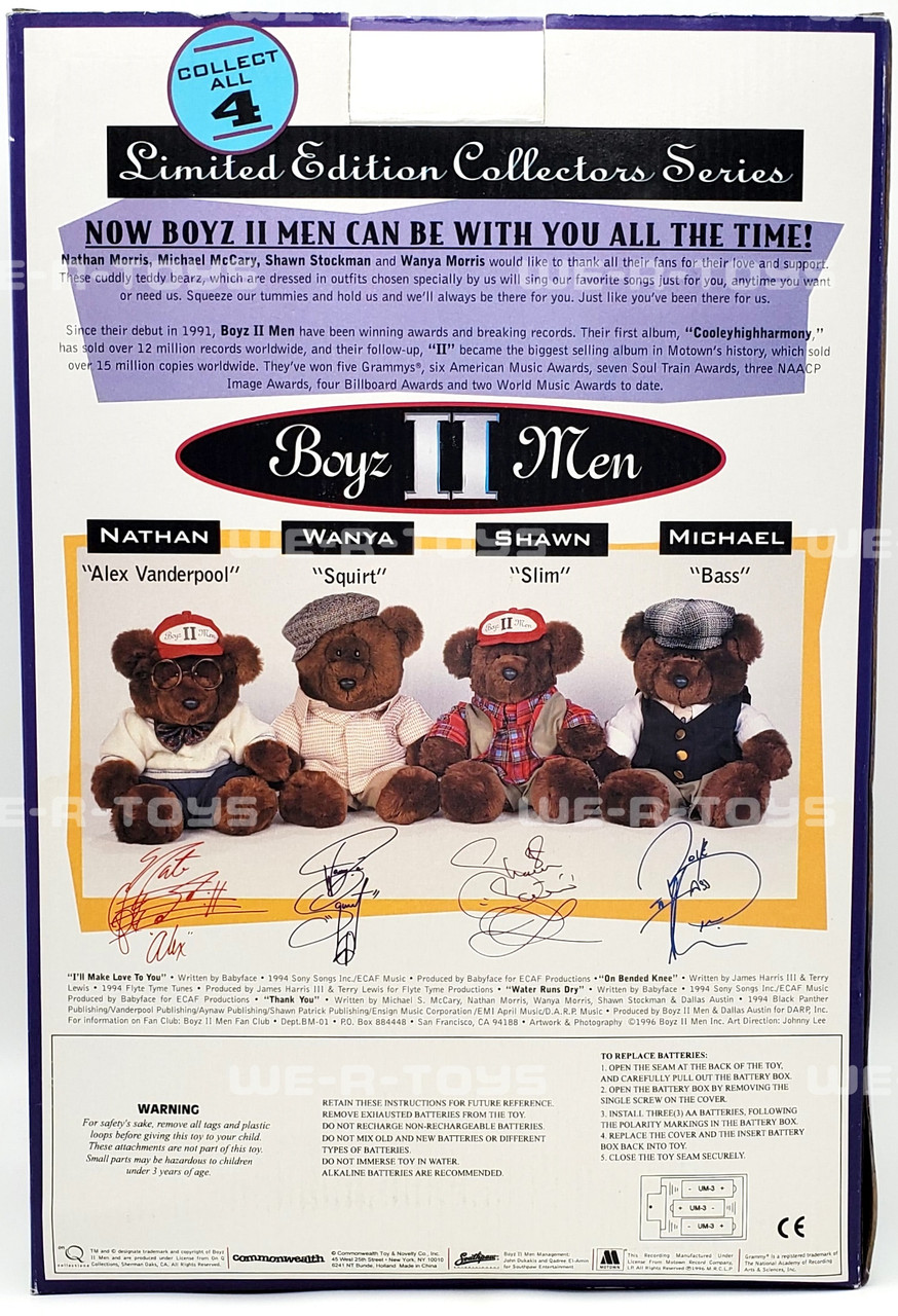 Boyz II Men Lot of Four Complete Set of Singing Teddy Bears 1996