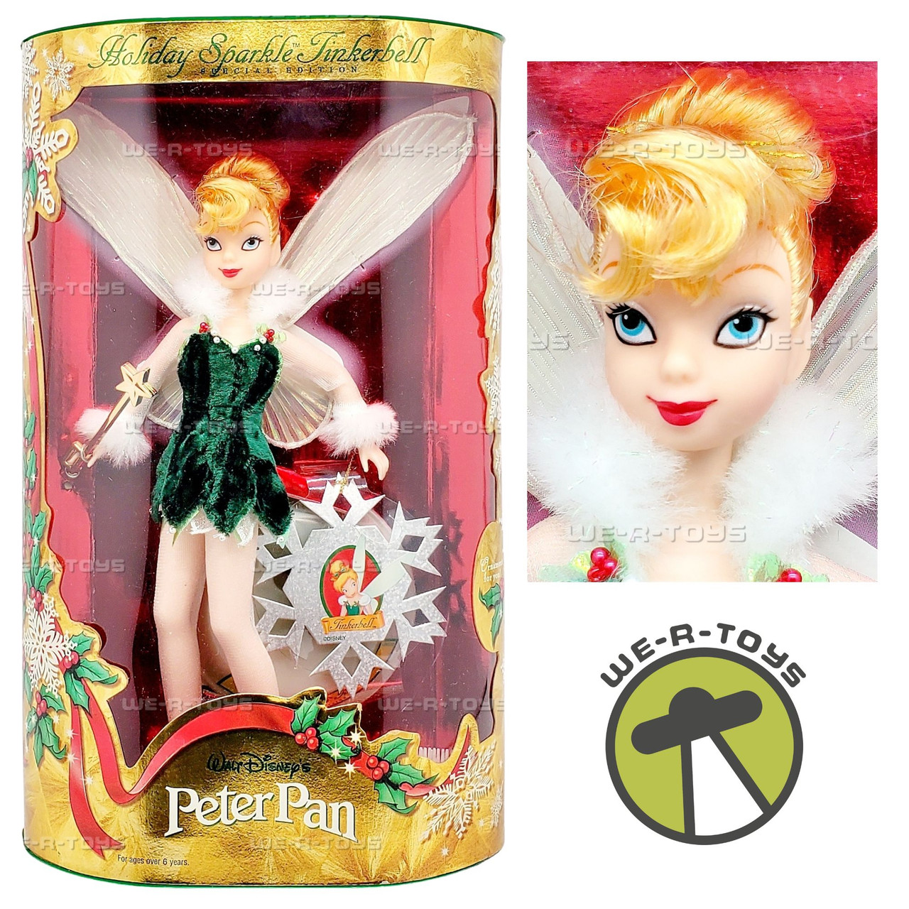 Disney Holiday Sparkle Tinkerbell Doll with Ornament 1999 Mattel