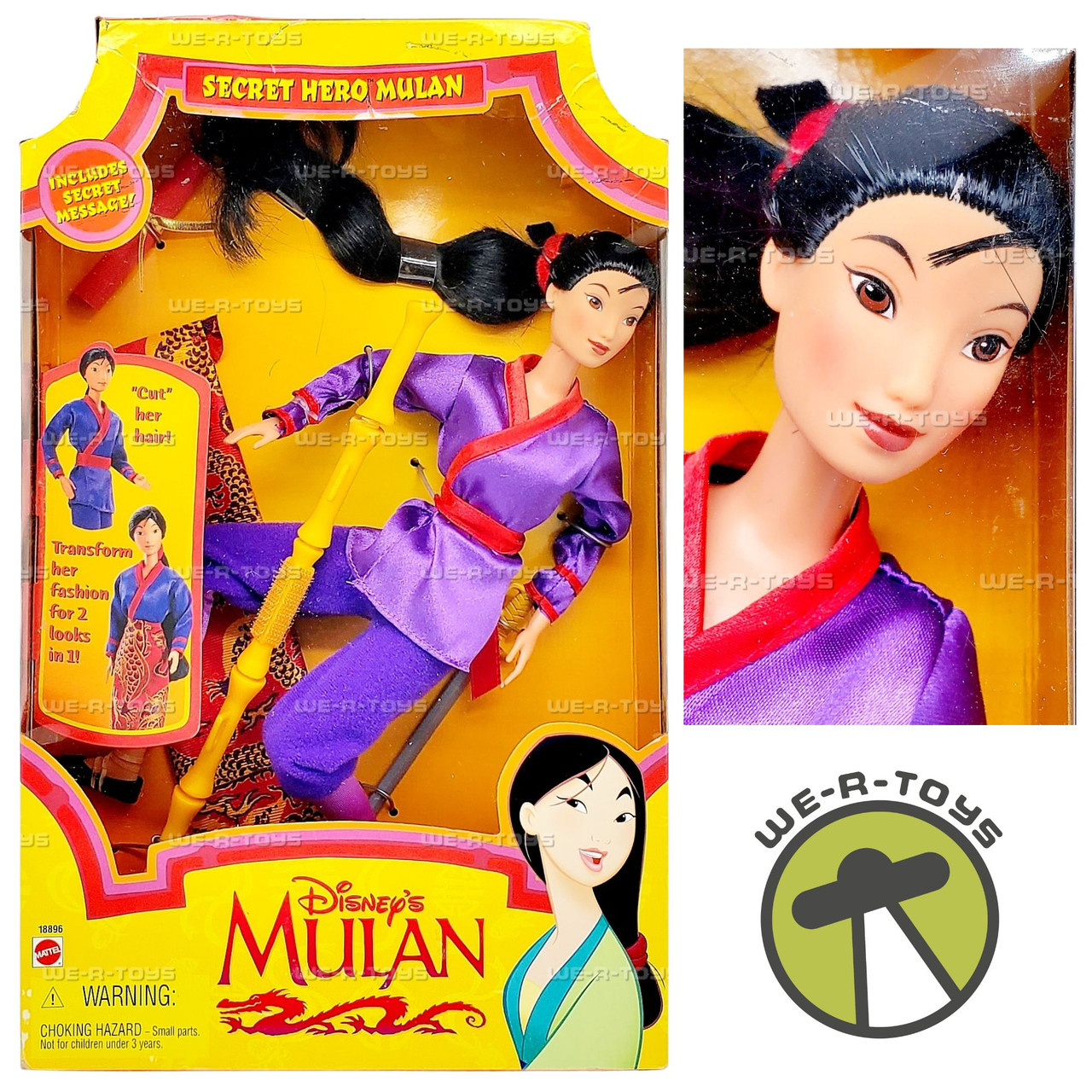 Disney Secret Hero Mulan Doll 1997 Mattel 18896 We-R-Toys