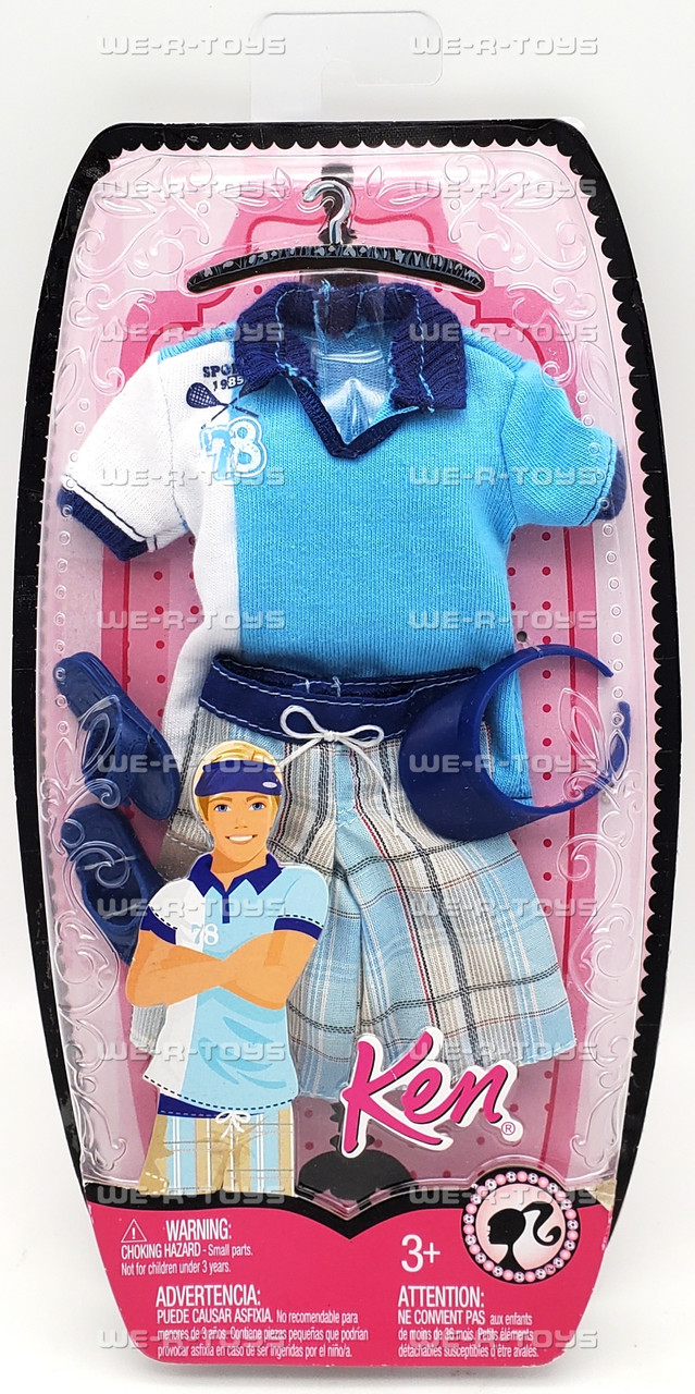 Barbie Ken Fashion Blue Lacrosse Shirt Plaid Shorts 2008 Mattel