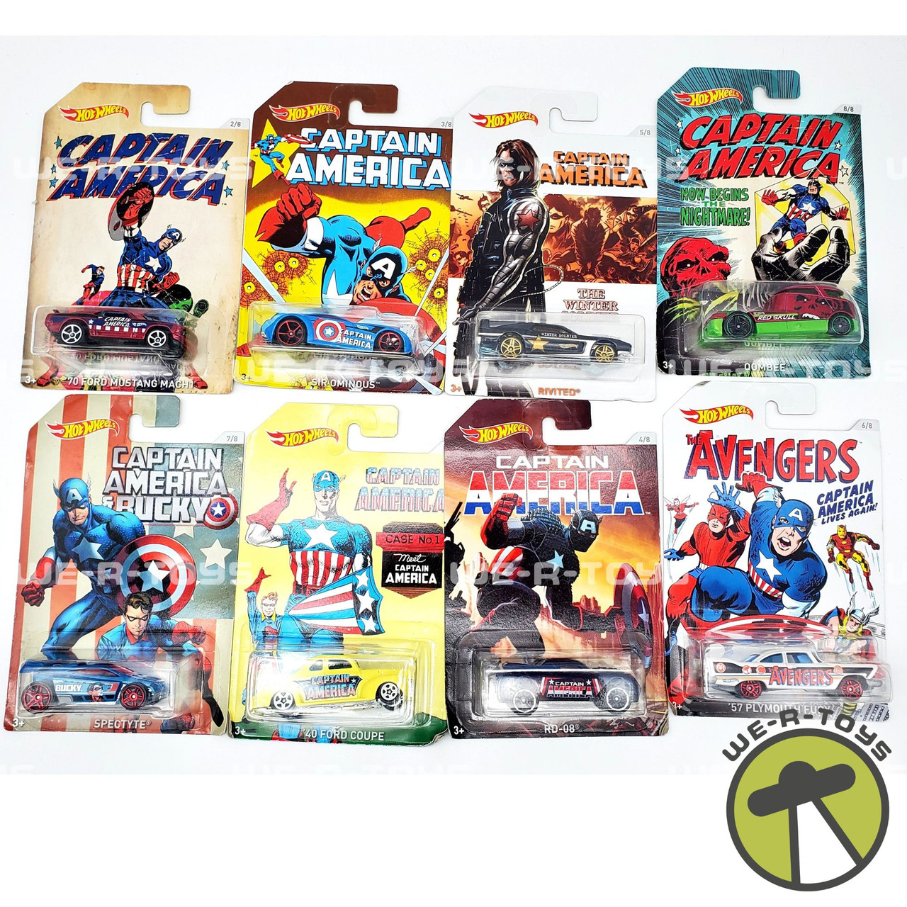 Hot Wheels Set of 8 Marvel Captain America Red Skull Die Cast