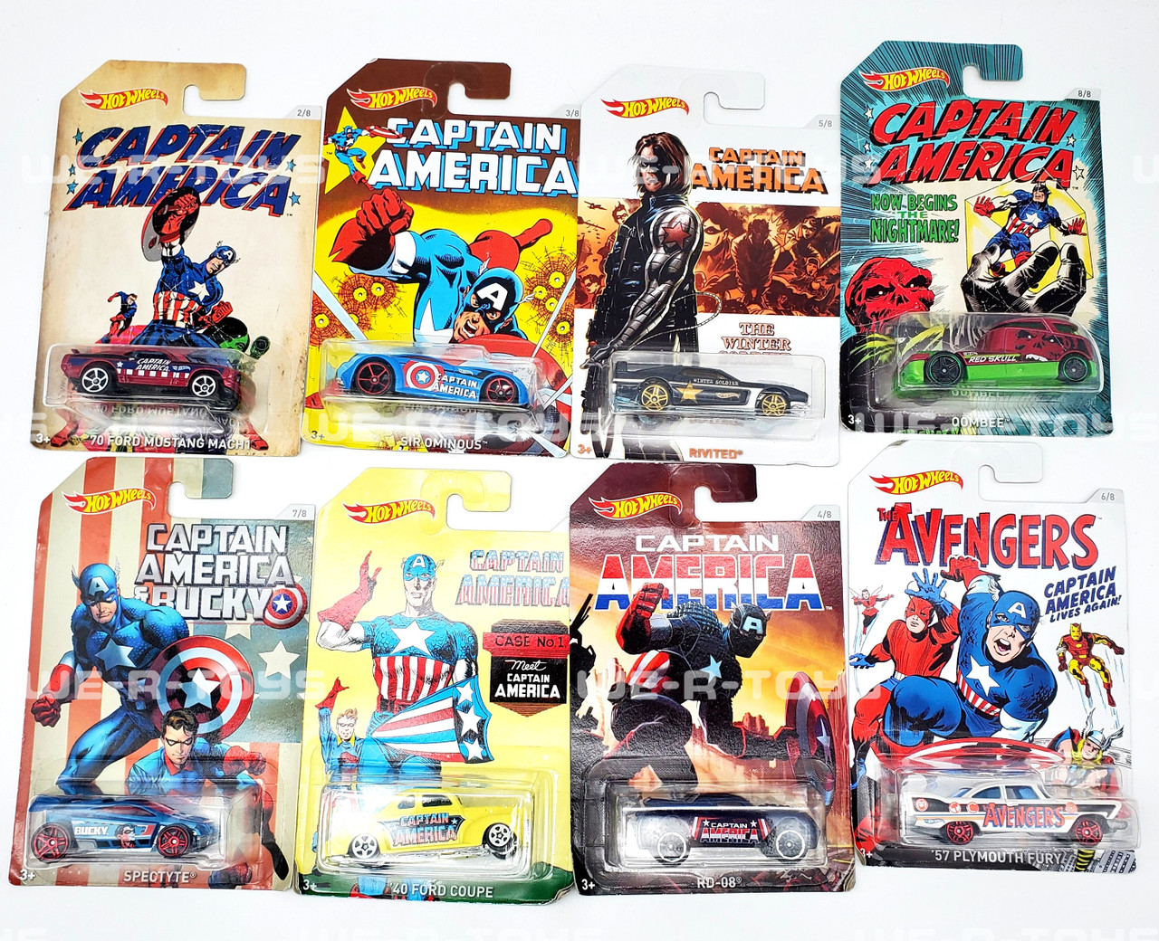 Hot Wheels Set of 8 Marvel Captain America Red Skull Die Cast