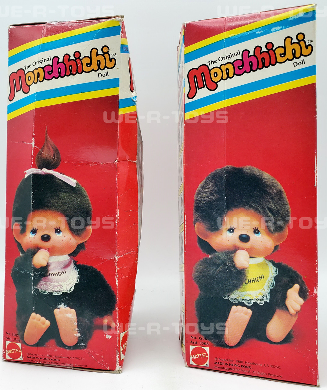 Monchhichi Original Doll Boy and Girl Lot of 2 1980 Mattel #3506