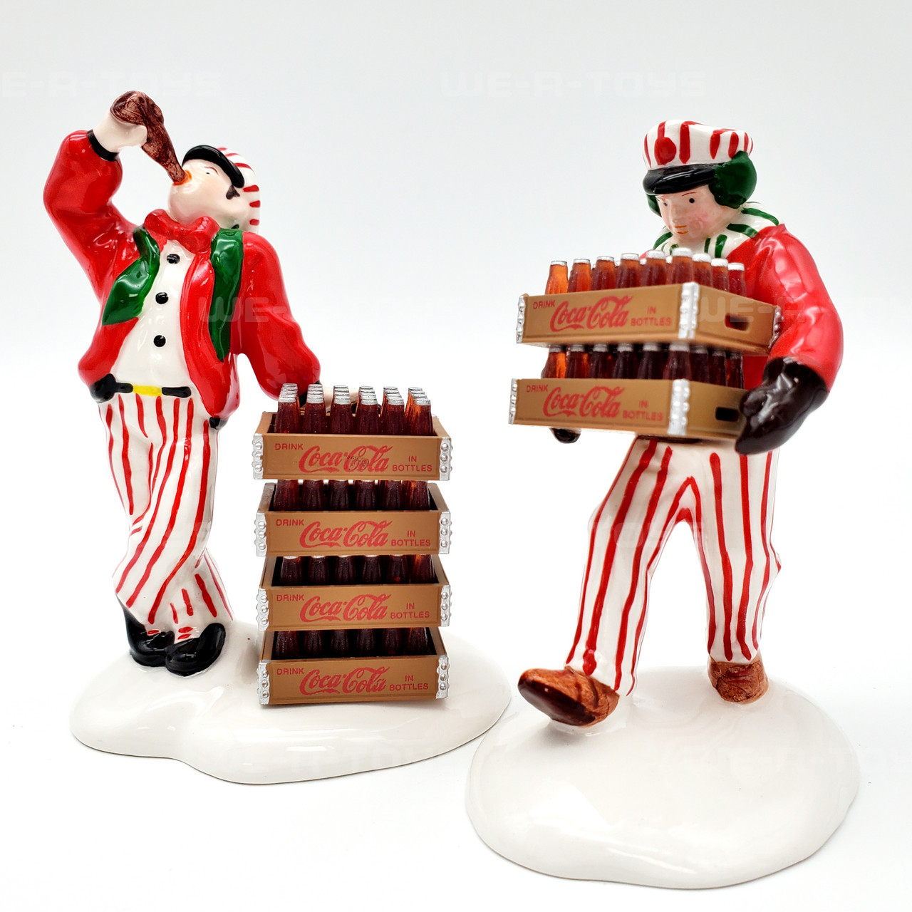 Coca-Cola Hand painted Ceramic Set of Truck and Delivery Men Snow
