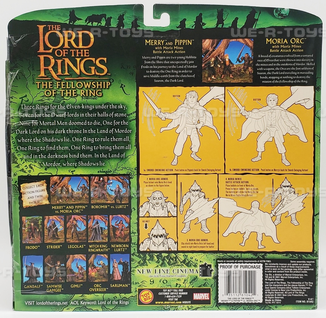 Lord of the Rings Merry & Pippin with Moria Orc 2001 Toy Biz 81042 NRFP