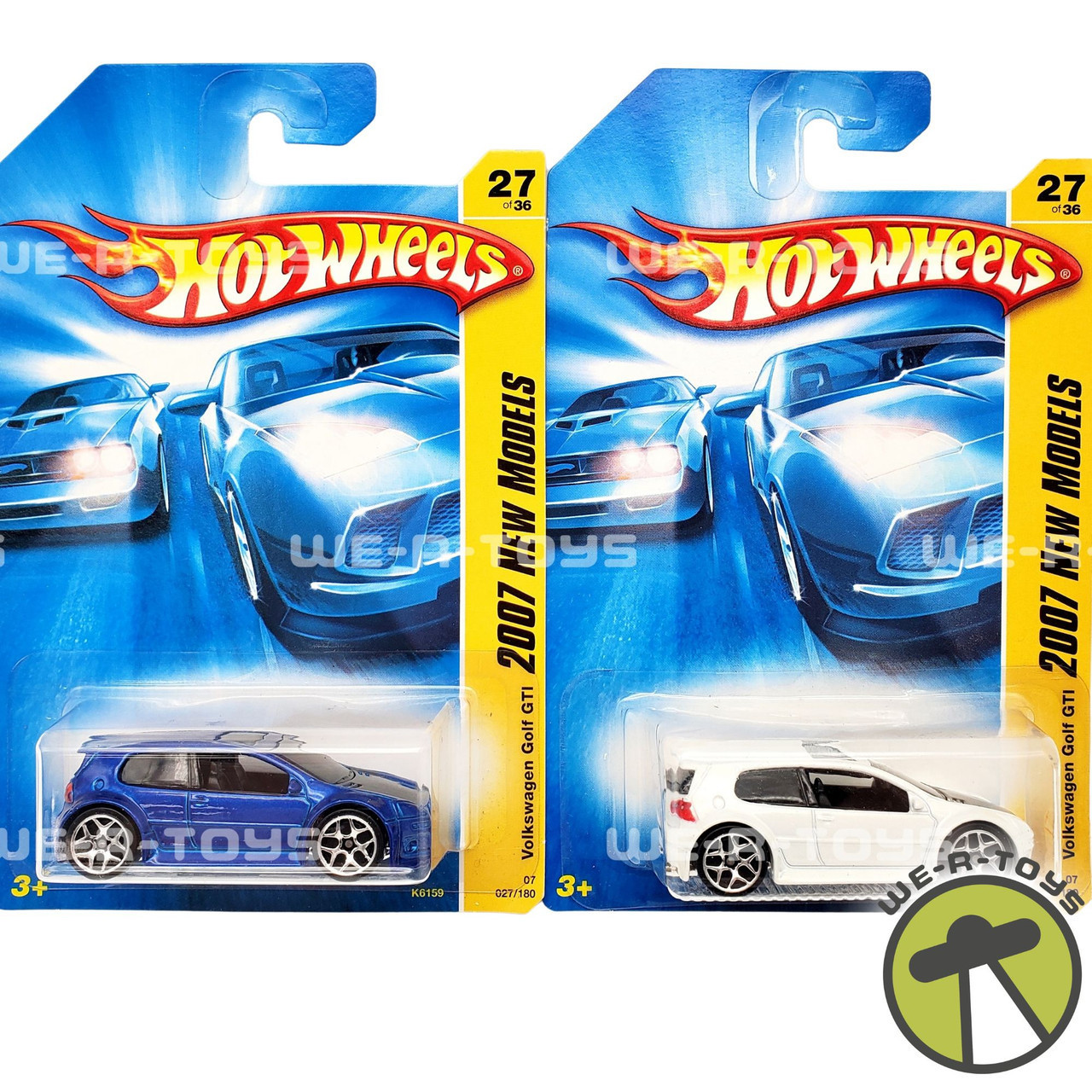 Hot Wheels Volkswagen Golf GTI Set of 2 White and Blue New Models