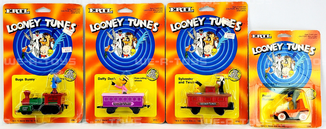 LOONEY TUNES ルーニー・テューンズ ダイキャストメタルトレイン 列車 Looney Tunes Die-Cast Metal Train Cars Lot of 7 NRFB - We-R-Toys