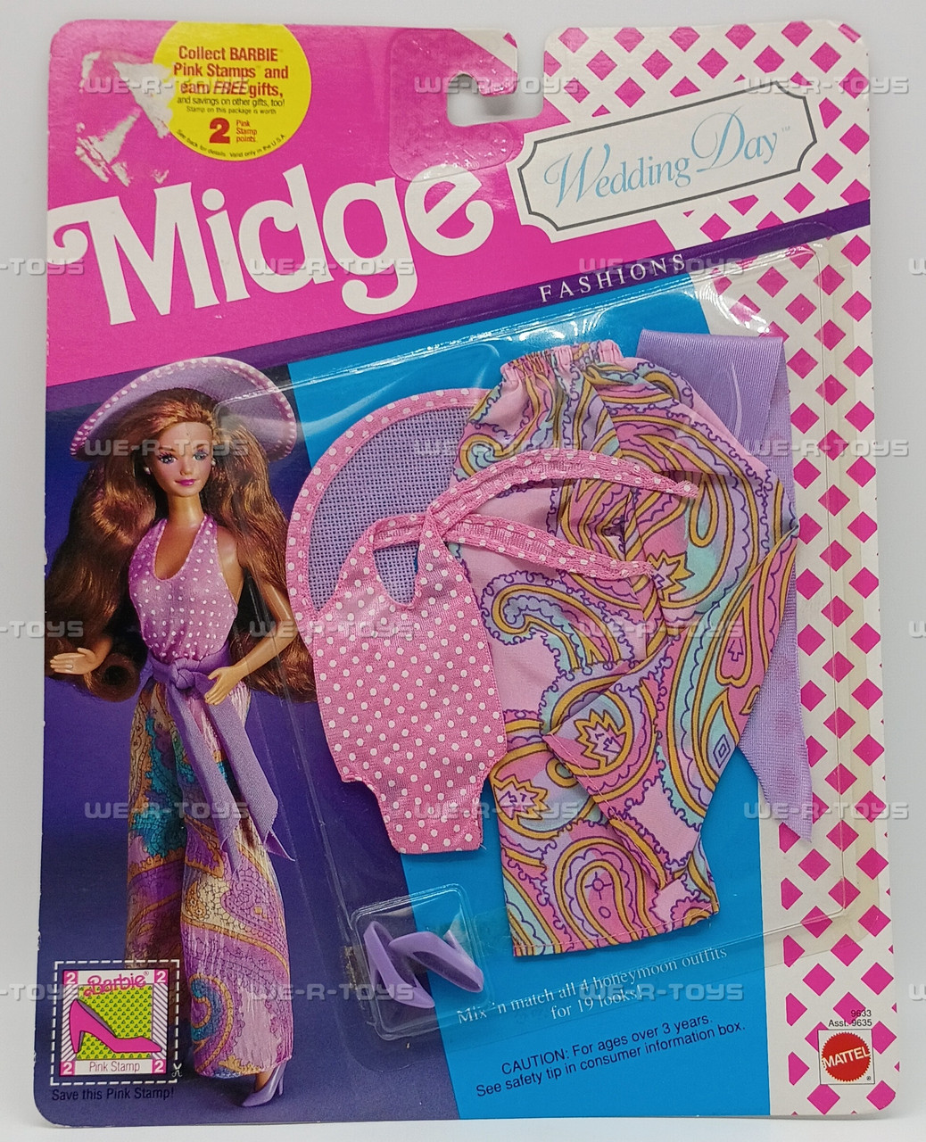 Barbie Midge Wedding Fashions Pink Paisley Honeymoon Set 1990