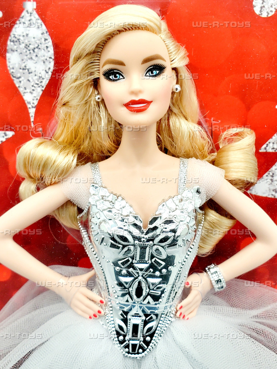 2021 Barbie Signature Holiday Doll Blonde Wavy Hair in Silver Gown