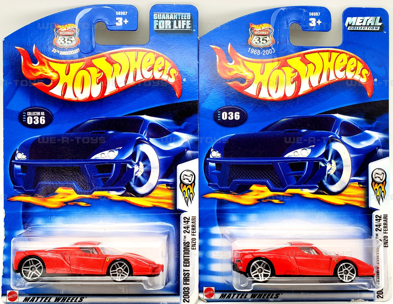 Hot Wheels Lot of 2 Red Enzo Ferrari 2003 First Editions Die Cast