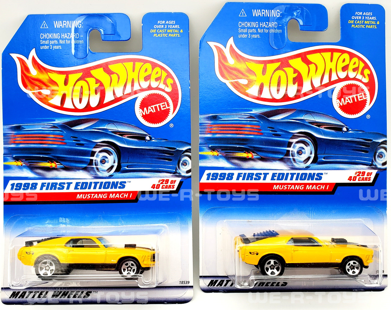 Hot Wheels Lot of 2 Mustang Mach I Yellow Vehicles 1998 First