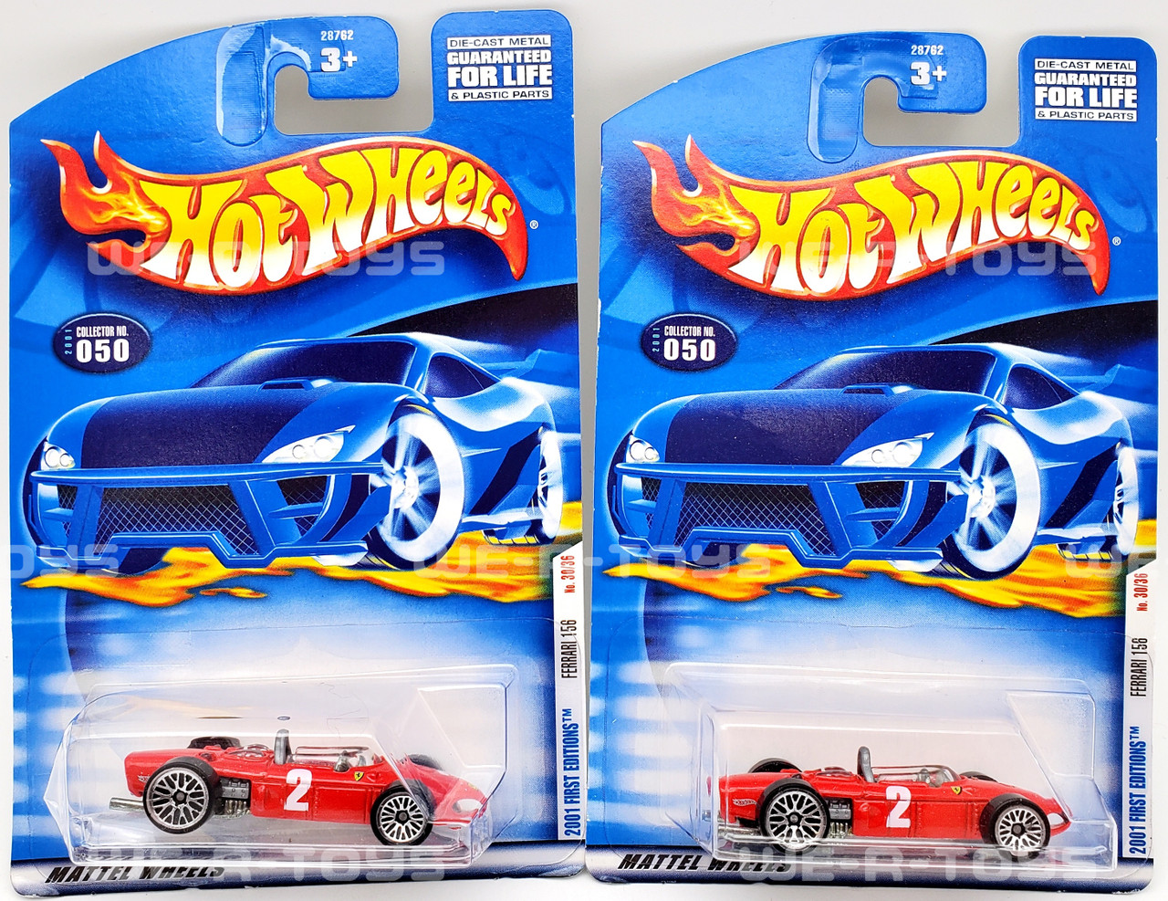 Hot Wheels Lot of 2 Ferrari 156 Red #2 Racing 2001 First