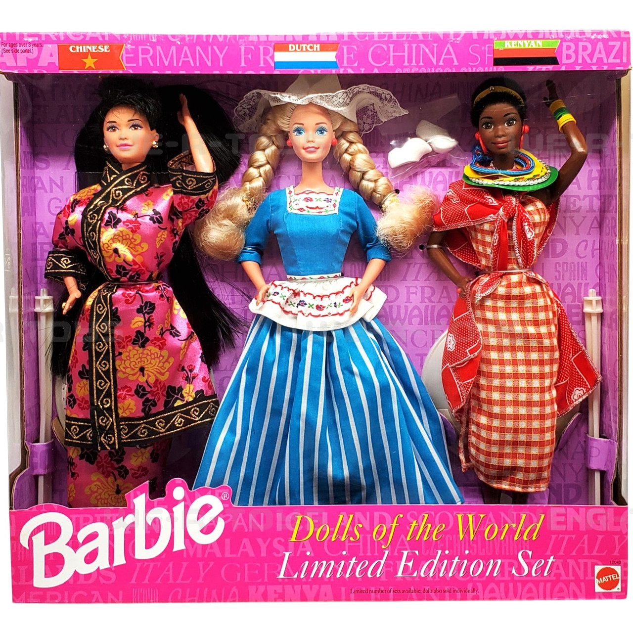 Barbie Dolls of the World Set - Chinese, Dutch, Kenyan Doll Mattel #12043  1994