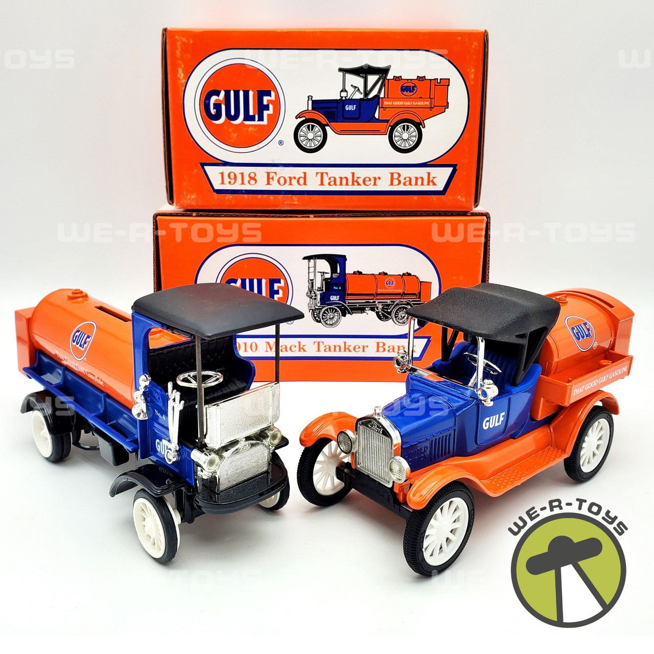 【アメリカン雑貨】ERTL FORD Set of 2 ERTL Gulf Gasoline Brand 1918 Ford & 1910 Mack