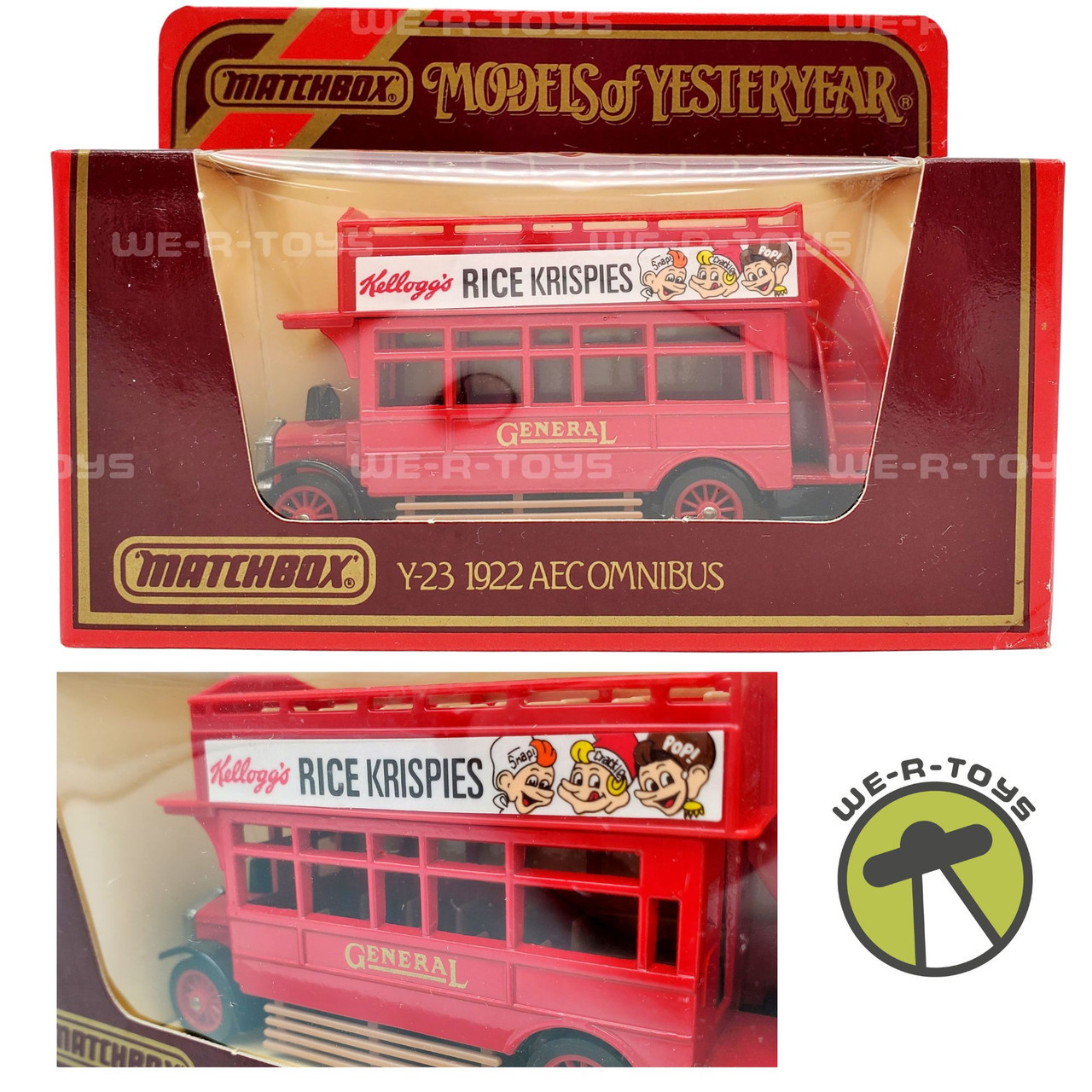 Models of Yesteryear 1922 AEC Omnibus Red Rice Krispies Matchbox