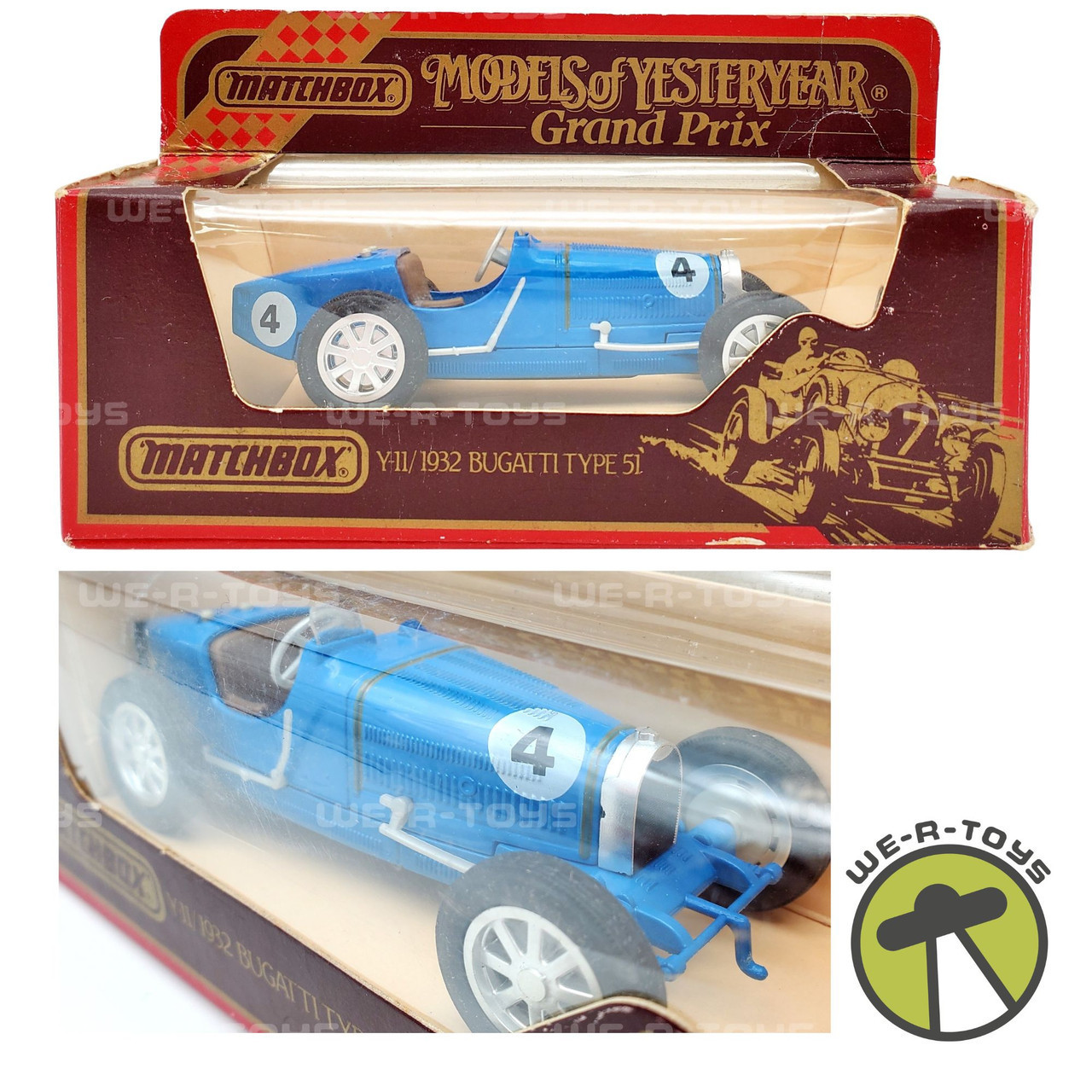 Models of Yesteryear Grand Prix 1932 Bugatti Type 51 Blue Matchbox 1986 NRFP